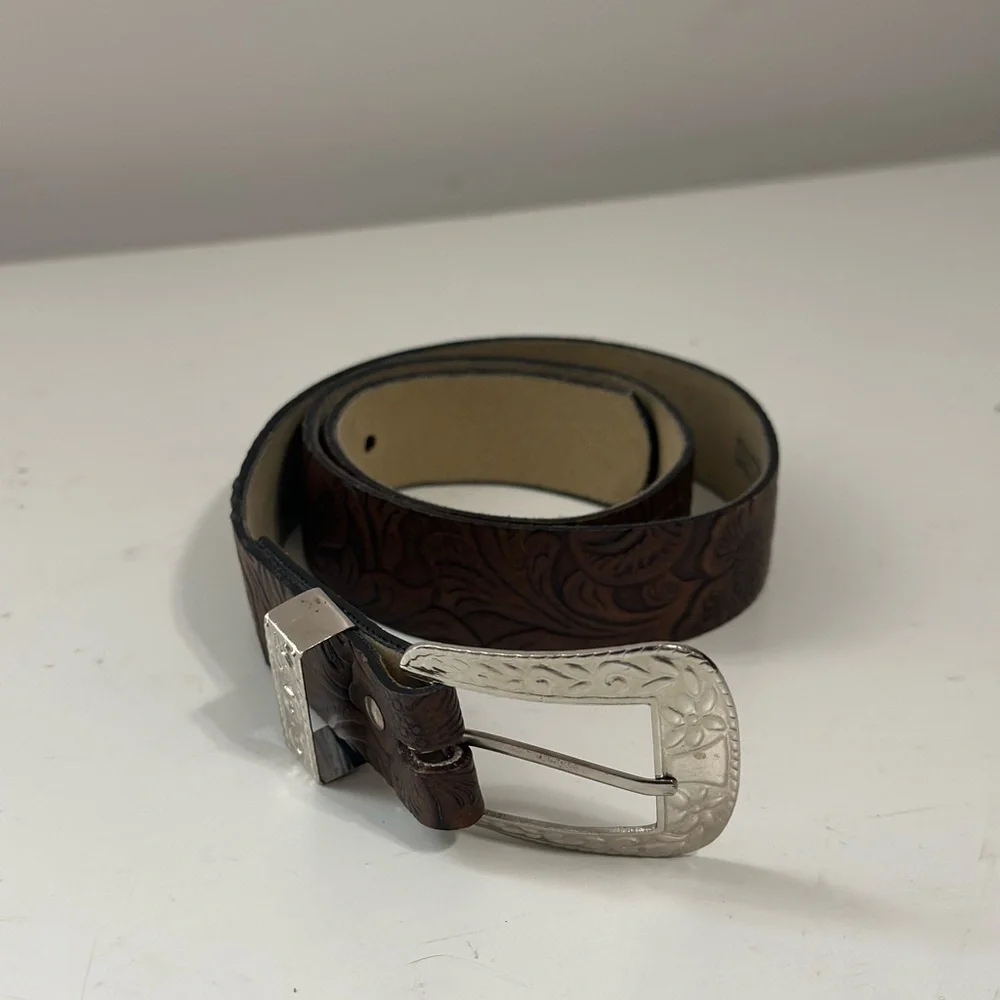 Brownie Girl Scout uniform Brown Bonded Leather Belt with Silver Buckle Small